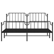 vidaXL Rectangular Powder-Coated Steel Full Bed Frame in Black