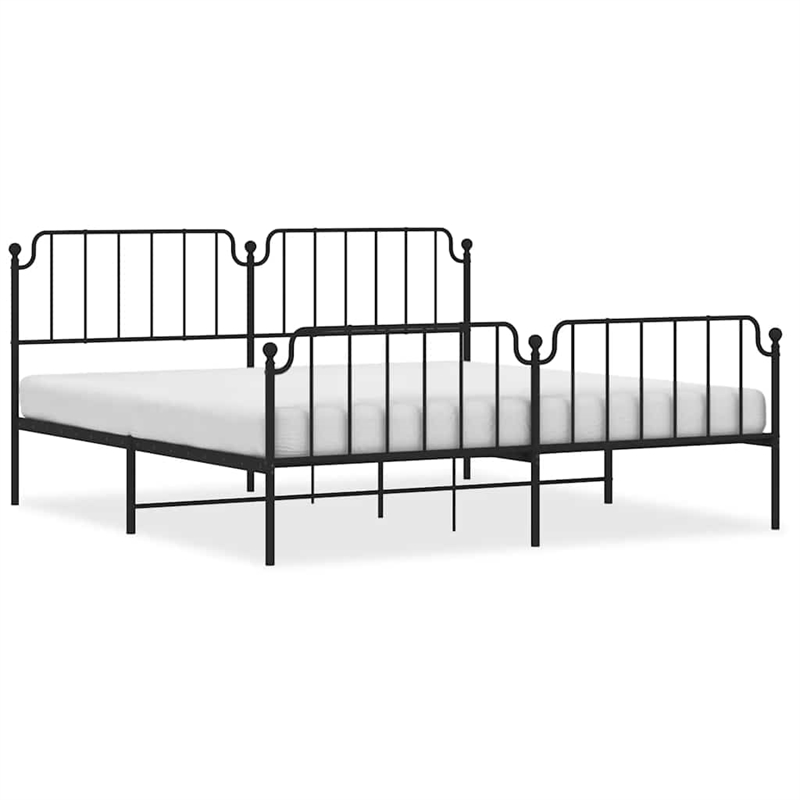 vidaXL Rectangular Powder-Coated Steel Full Bed Frame in Black