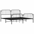 vidaXL Rectangular Powder-Coated Steel Full Bed Frame in Black