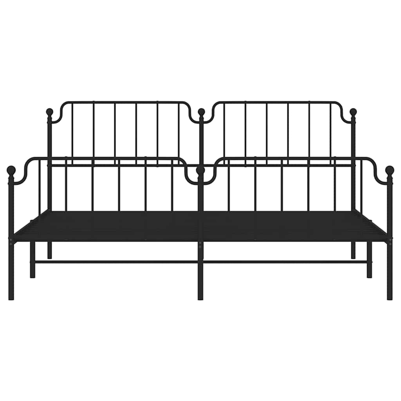 vidaXL Rectangular Powder-Coated Steel Full Bed Frame in Black