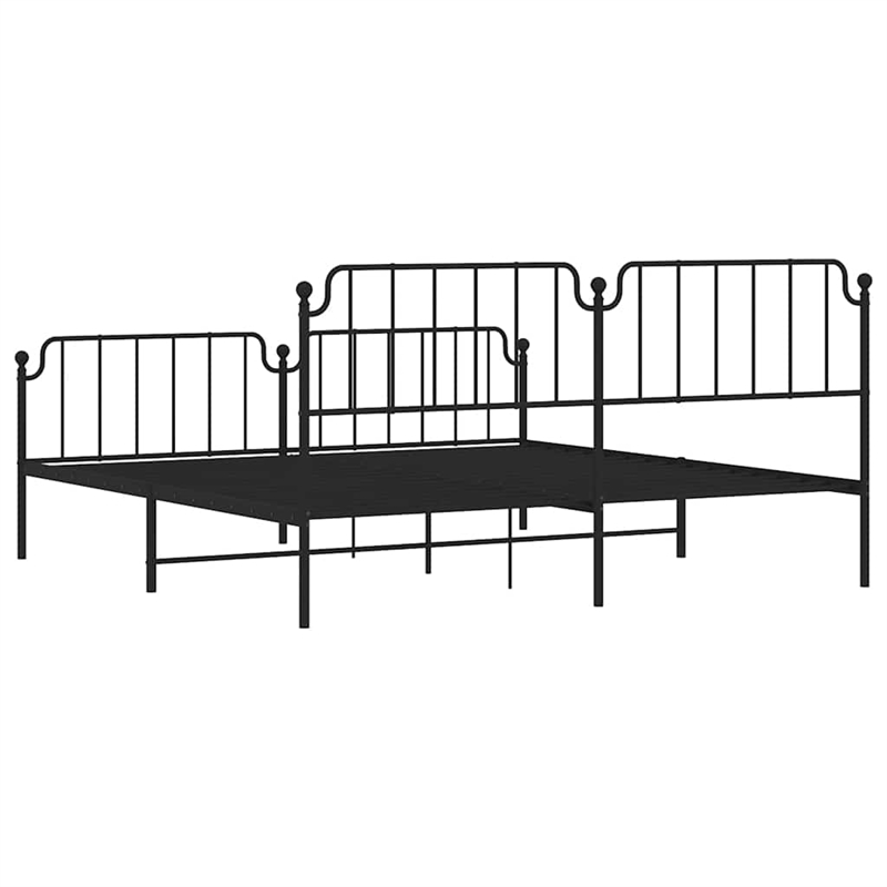 vidaXL Rectangular Powder-Coated Steel Full Bed Frame in Black