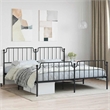 vidaXL Rectangular Powder-Coated Steel Full Bed Frame in Black