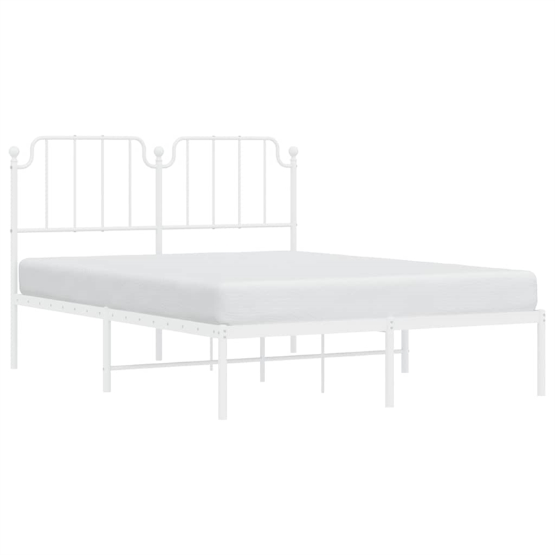 vidaXL Powder-Coated Steel Full/Double Bed Frame in White