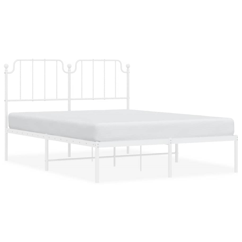 vidaXL Powder-Coated Steel King Size Bed Frame in White