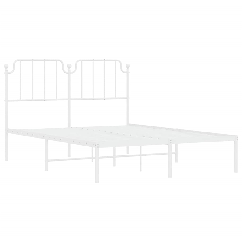 vidaXL Powder-Coated Steel King Size Bed Frame in White