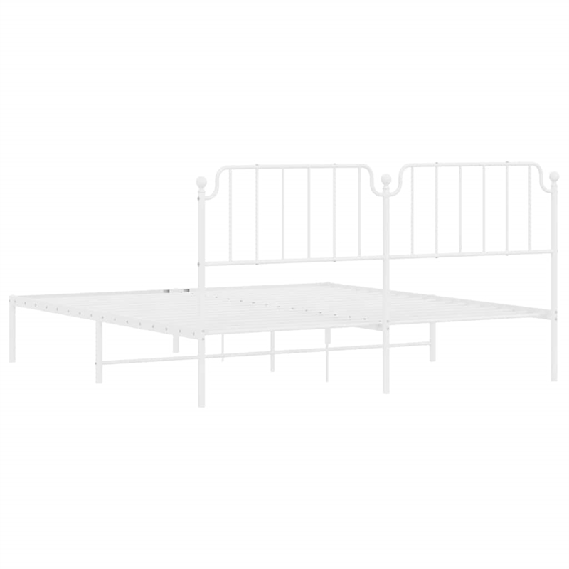 vidaXL Powder-Coated Steel Cal King/Double Bed Frame in White