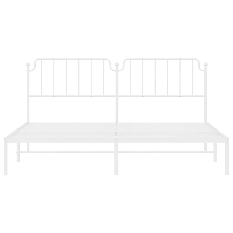 vidaXL Rectangular Powder-Coated Steel Full Bed Frame in White