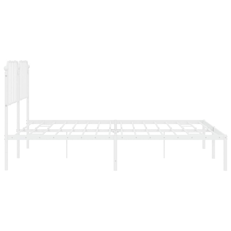 vidaXL Rectangular Powder-Coated Steel Full Bed Frame in White