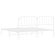 vidaXL Rectangular Powder-Coated Steel Full Bed Frame in White