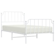 vidaXL Classic Style Durable Steel Single Bed Frame in White
