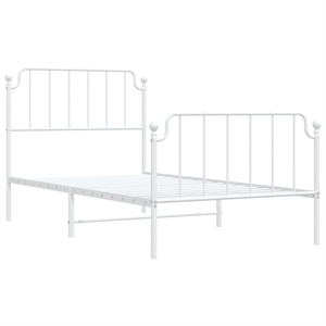 vidaXL Classic Style Durable Steel Single Bed Frame in White