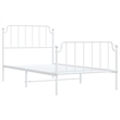 vidaXL Classic Style Durable Steel Single Bed Frame in White