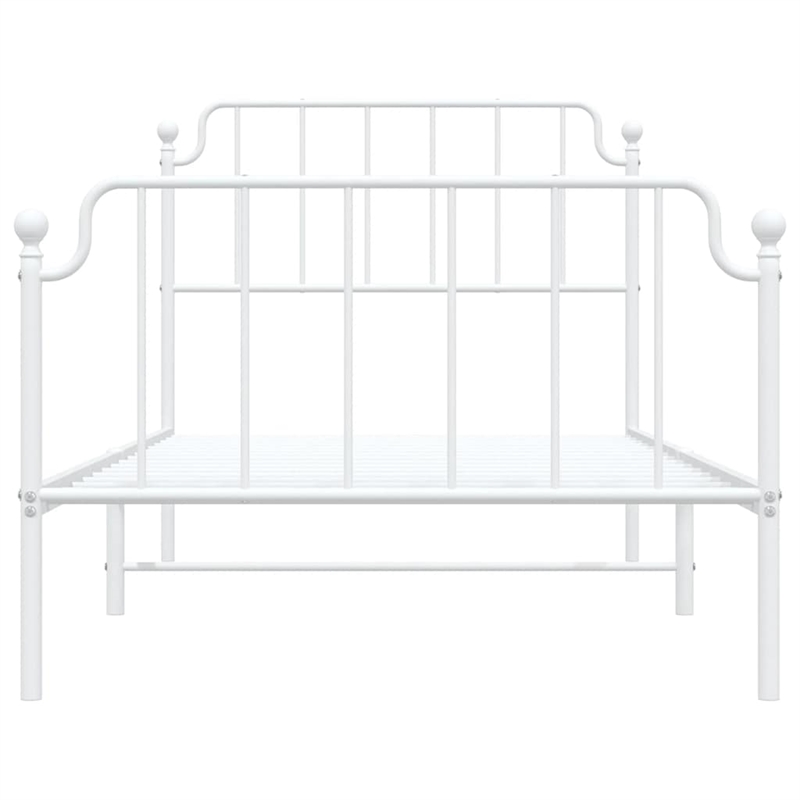 vidaXL Classic Style Durable Steel Single Bed Frame in White
