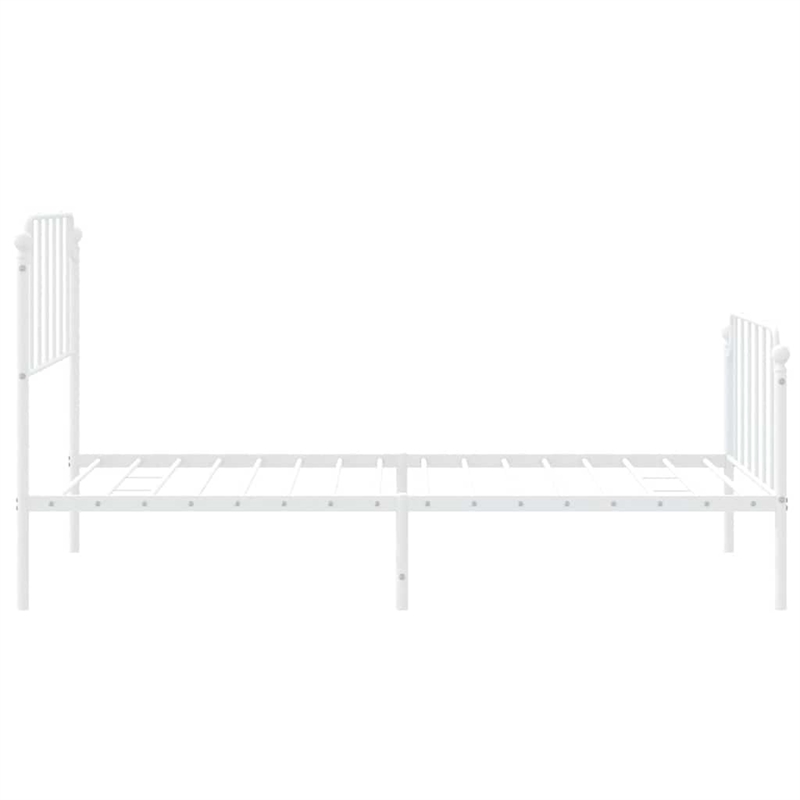 vidaXL Classic Style Durable Steel Single Bed Frame in White