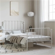 vidaXL Classic Style Durable Steel Single Bed Frame in White