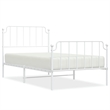 vidaXL Rectangular Powder-Coated Steel Twin Bed Frame in White