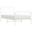 vidaXL Rectangular Powder-Coated Steel Twin Bed Frame in White