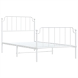 vidaXL Rectangular Powder-Coated Steel Twin Bed Frame in White