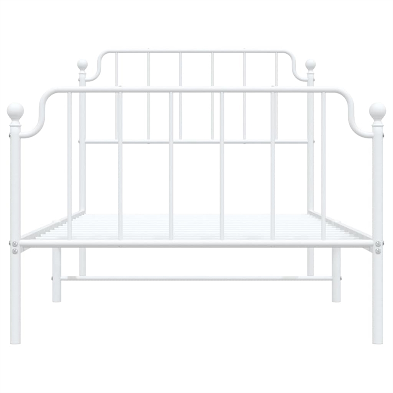 vidaXL Rectangular Powder-Coated Steel Twin Bed Frame in White