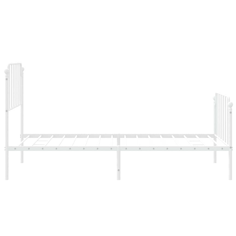 vidaXL Rectangular Powder-Coated Steel Twin Bed Frame in White