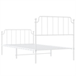 vidaXL Rectangular Powder-Coated Steel Twin Bed Frame in White