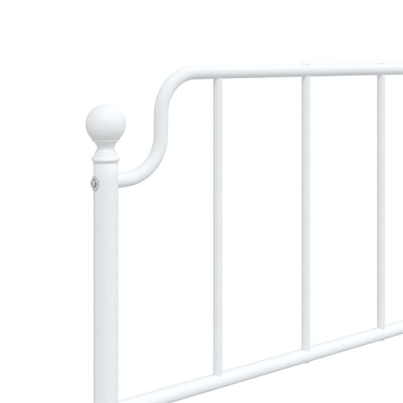 vidaXL Rectangular Powder-Coated Steel Twin Bed Frame in White