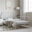 vidaXL Rectangular Powder-Coated Steel Twin Bed Frame in White