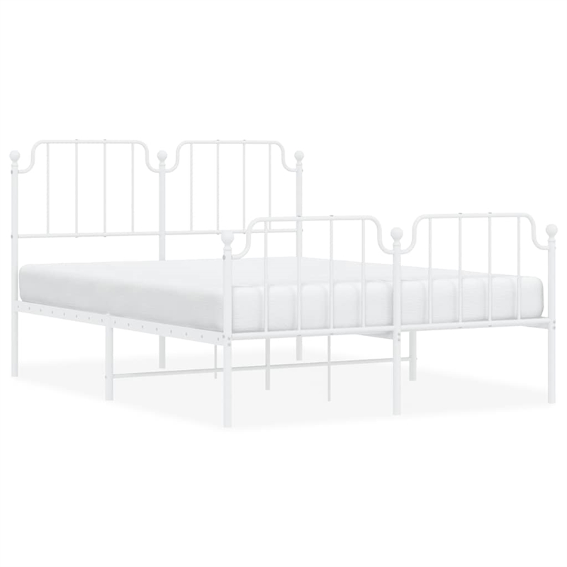 vidaXL 53.1 x 74.8 Powder-Coated Steel Bed Frame in White