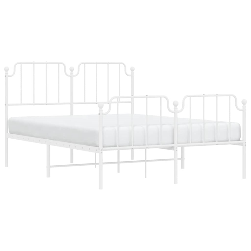 vidaXL 53.1 x 74.8 Powder-Coated Steel Bed Frame in White