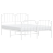 vidaXL 53.1 x 74.8 Powder-Coated Steel Bed Frame in White