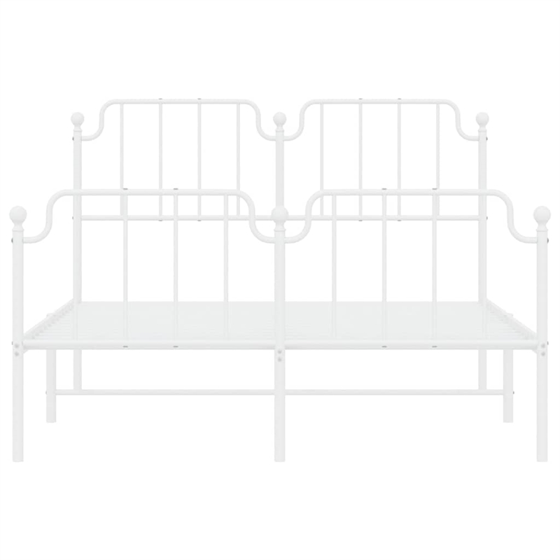vidaXL 53.1 x 74.8 Powder-Coated Steel Bed Frame in White