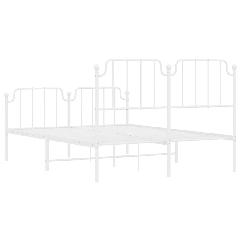 vidaXL 53.1 x 74.8 Powder-Coated Steel Bed Frame in White