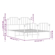 vidaXL 53.1 x 74.8 Powder-Coated Steel Bed Frame in White