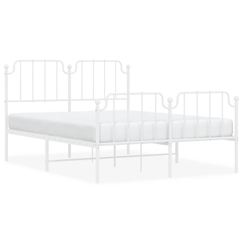 vidaXL Powder-Coated Steel King Size Bed Frame in White