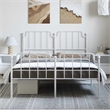 vidaXL Powder-Coated Steel King Size Bed Frame in White