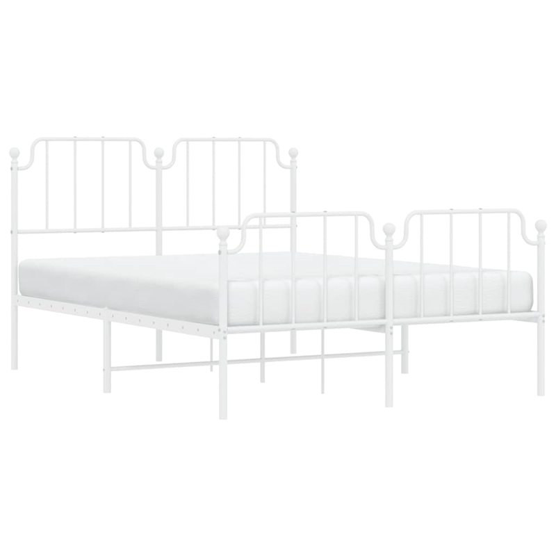 vidaXL Powder-Coated Steel King Size Bed Frame in White