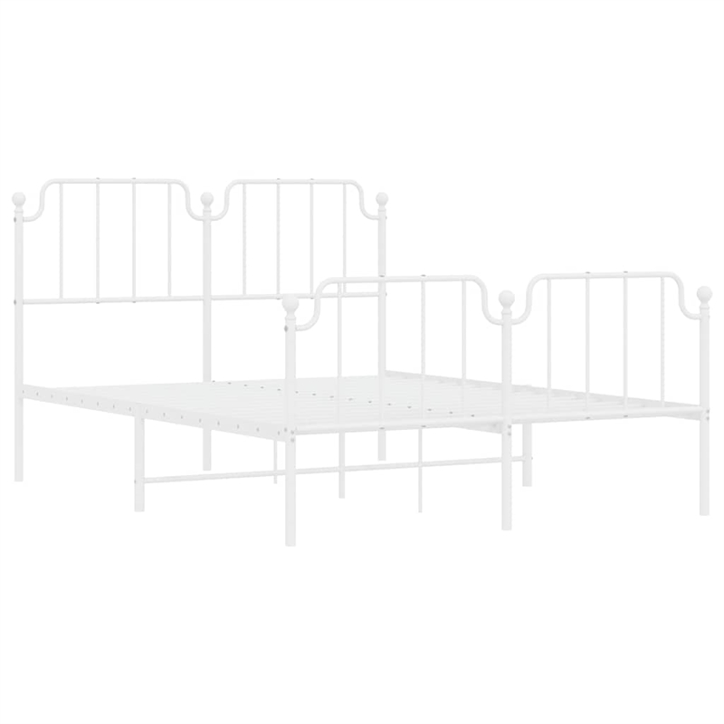 vidaXL Powder-Coated Steel King Size Bed Frame in White