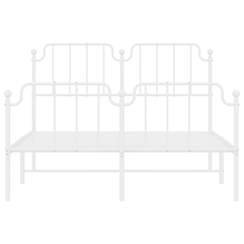 vidaXL Powder-Coated Steel King Size Bed Frame in White