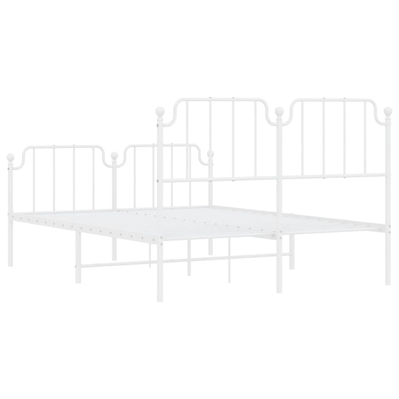 vidaXL Powder-Coated Steel King Size Bed Frame in White