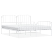 vidaXL Rectangular Powder-Coated Steel Full Bed Frame in White