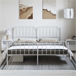 vidaXL Rectangular Powder-Coated Steel Full Bed Frame in White