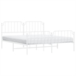 vidaXL Rectangular Powder-Coated Steel Full Bed Frame in White
