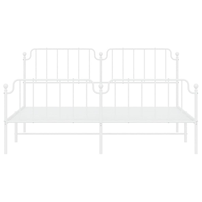 vidaXL Rectangular Powder-Coated Steel Full Bed Frame in White