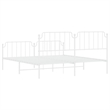 vidaXL Rectangular Powder-Coated Steel Full Bed Frame in White