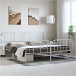vidaXL Rectangular Powder-Coated Steel Full Bed Frame in White