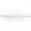 vidaXL Powder-Coated Steel King/Double Bed Frame in White