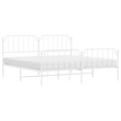 vidaXL Powder-Coated Steel King/Double Bed Frame in White