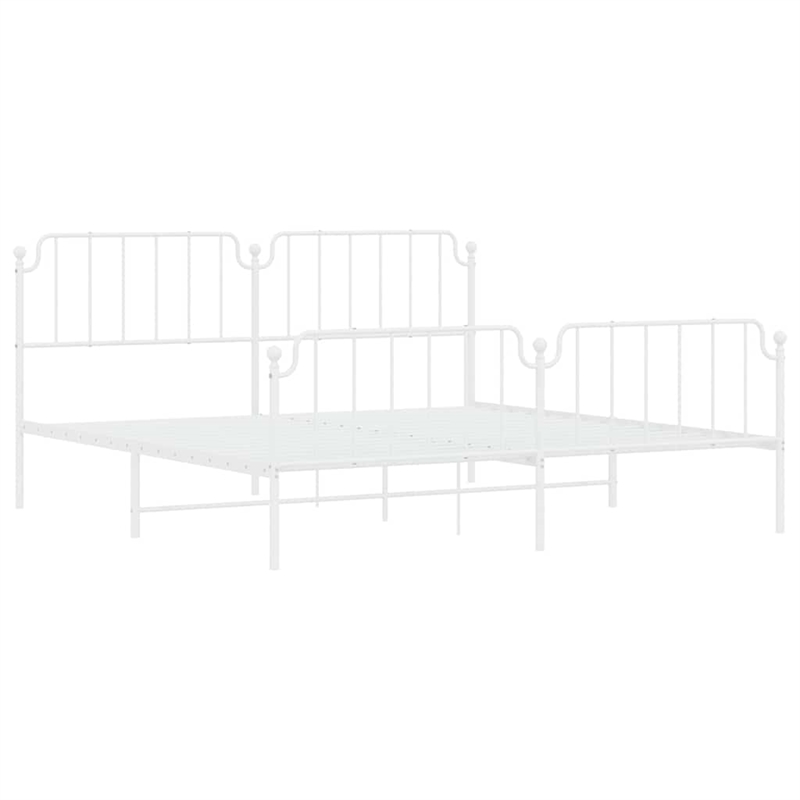 vidaXL Powder-Coated Steel King/Double Bed Frame in White