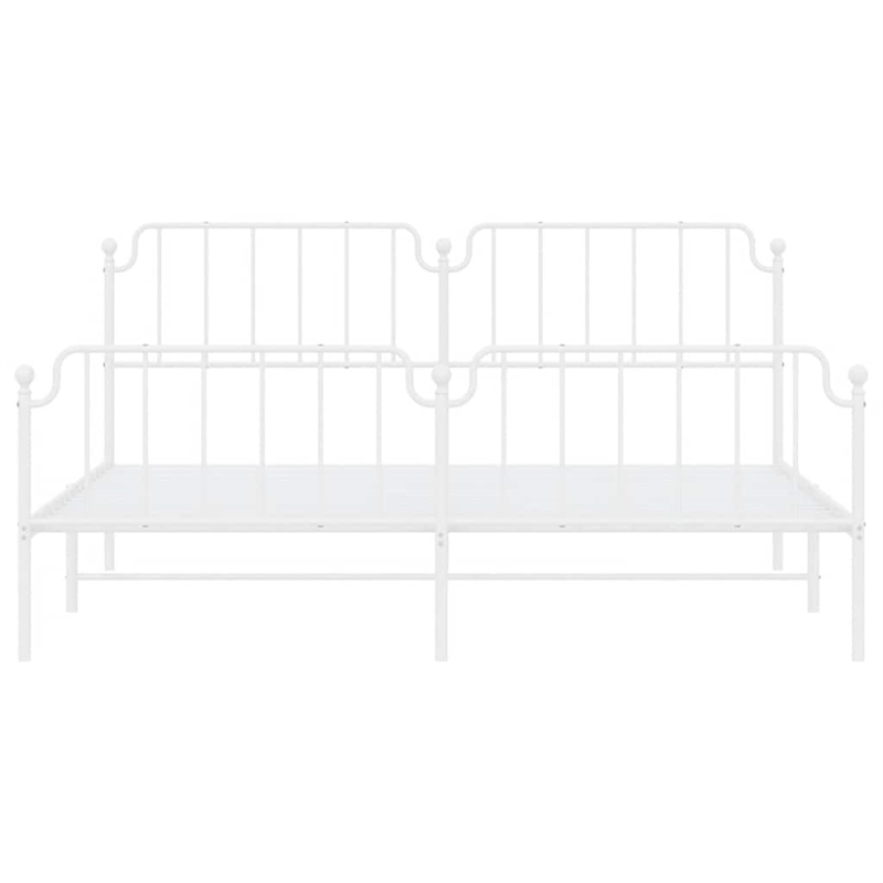 vidaXL Powder-Coated Steel King/Double Bed Frame in White
