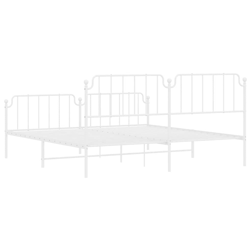vidaXL Powder-Coated Steel King/Double Bed Frame in White